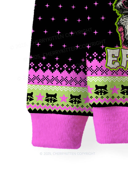 Live Fast Eat Trash Y2K Christmas Knit Sweatshirt Cherrykitten