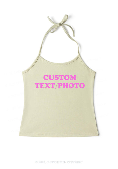 Custom Personalized Text Y2K Halter Neck Cami Cherrykitten