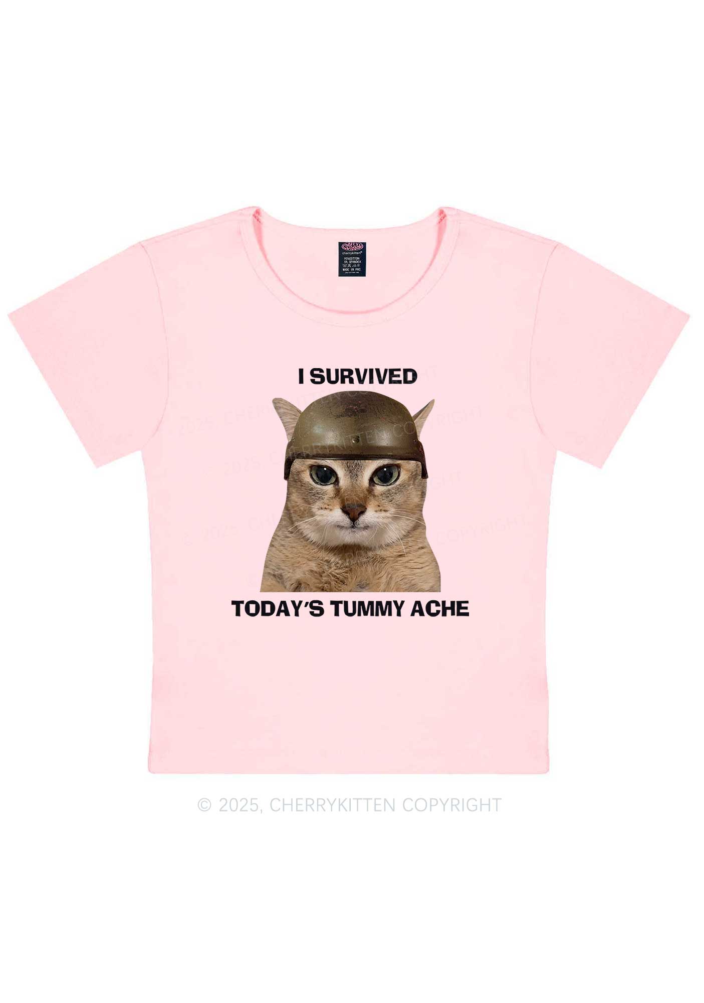 Surived Todays Tummy Ache Y2K Baby Tee Cherrykitten