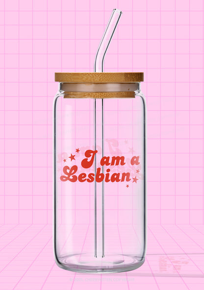 I'm Lesbian Pride Y2K Printed Glass Cup Cherrykitten