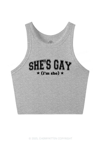 She Is Gay Y2K Crop Tank Top Cherrykitten
