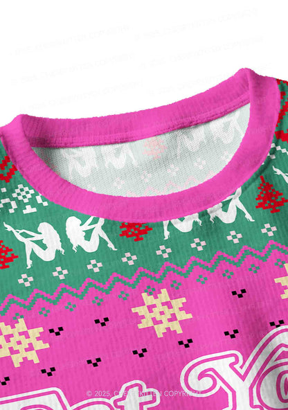 Eat Your Girl Out Pride Y2K Christmas Crop Knit Sweatshirt Cherrykitten