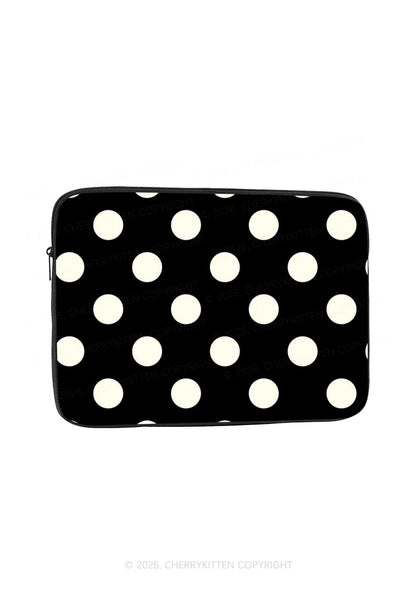 Creamy White Dots On Black Y2K Laptop Sleeve Cherrykitten