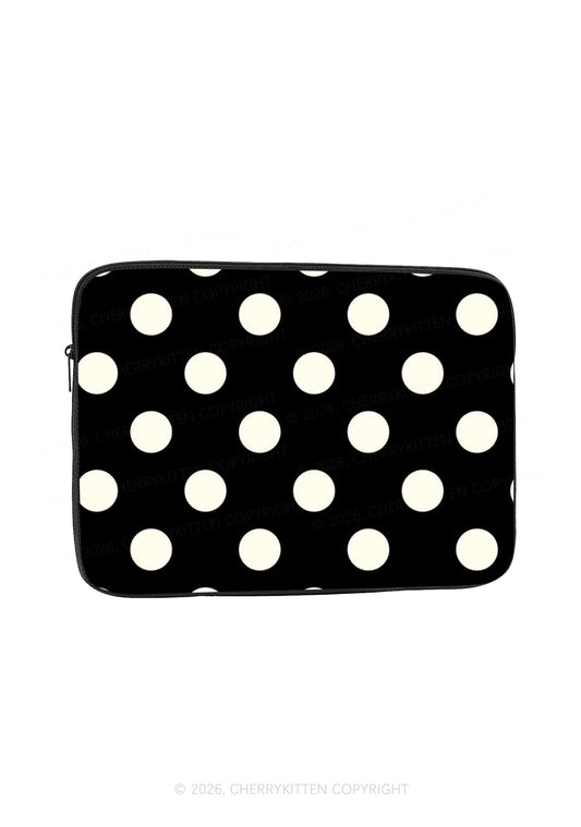 Creamy White Dots On Black Y2K Laptop Sleeve Cherrykitten