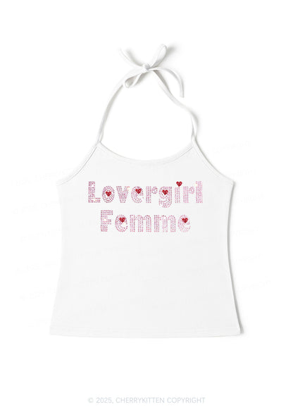 Rhinestone Lovergirl Femme Pride Y2K Halter Neck Cami Cherrykitten
