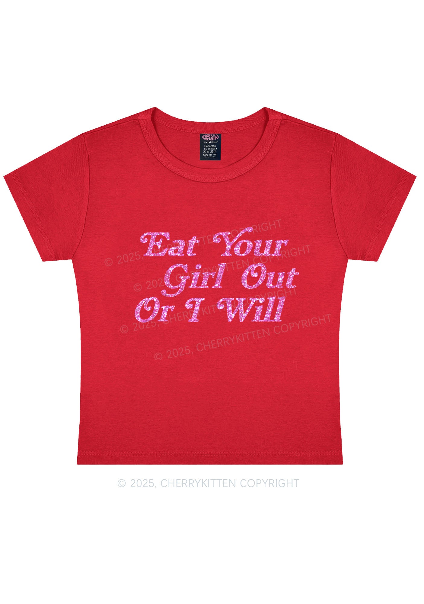 Glitter Eat Your Girl Out Y2K Baby Tee Cherrykitten
