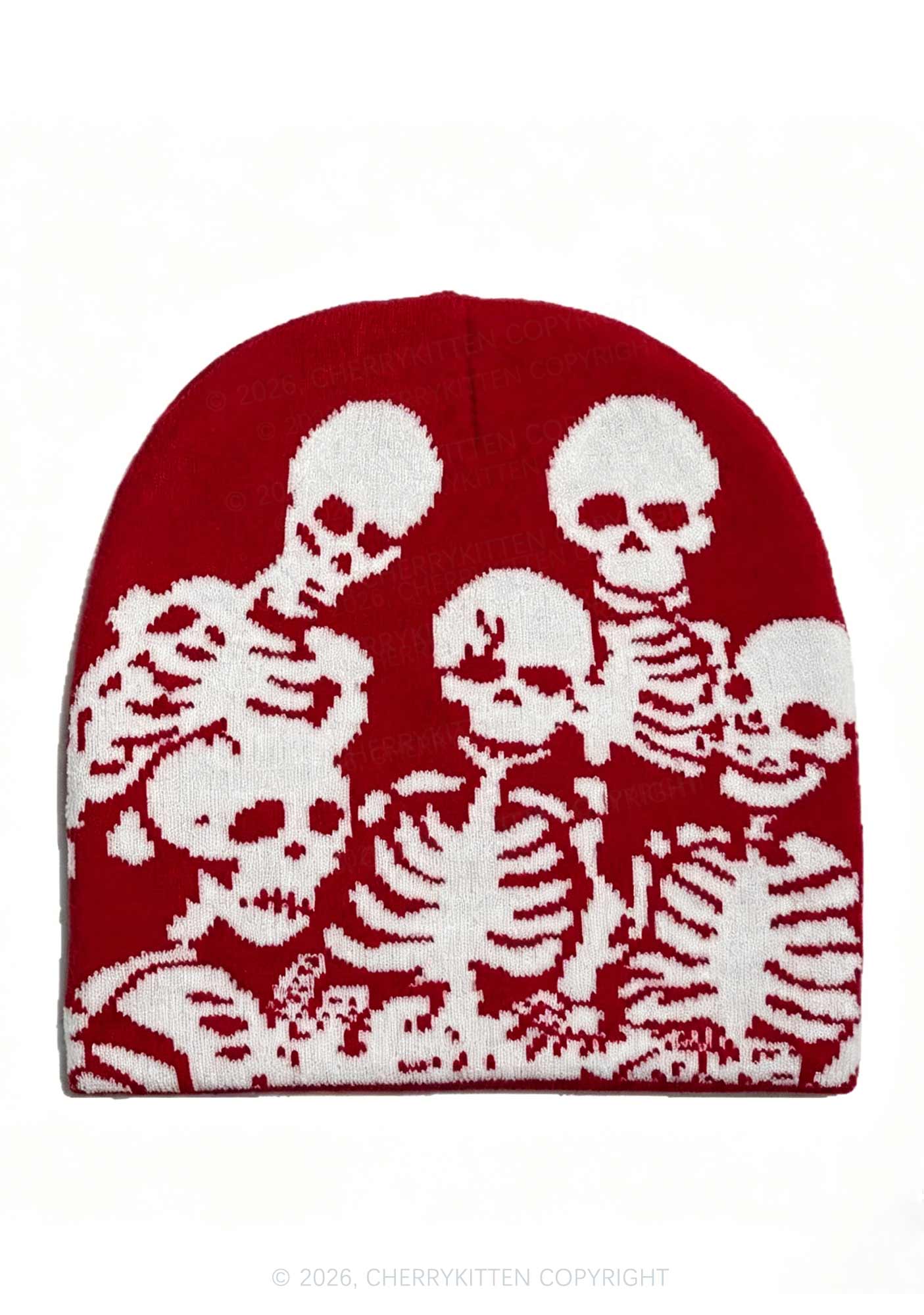 Retro Skull Y2K Knitted Hat Cherrykitten