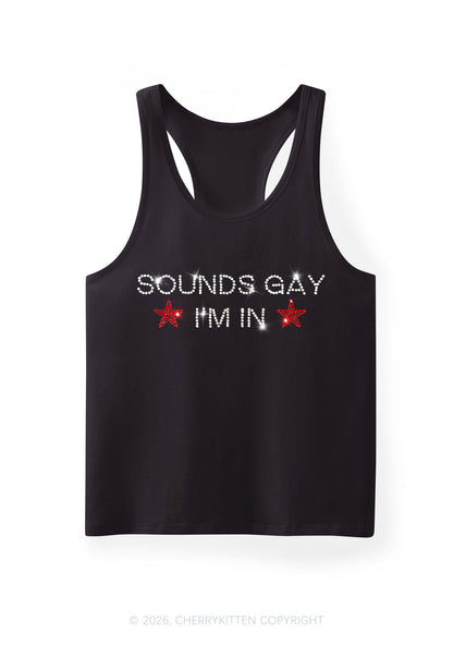 Rhinestone Sounds Gay Pride Y2K Men Racerback Tank Top Cherrykitten