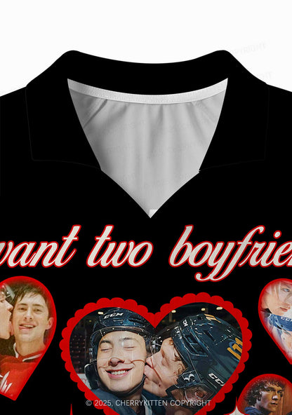 Black I Want Two Boyfriends HR Y2K Long Sleeve Sport Jersey Shirts Cherrykitten