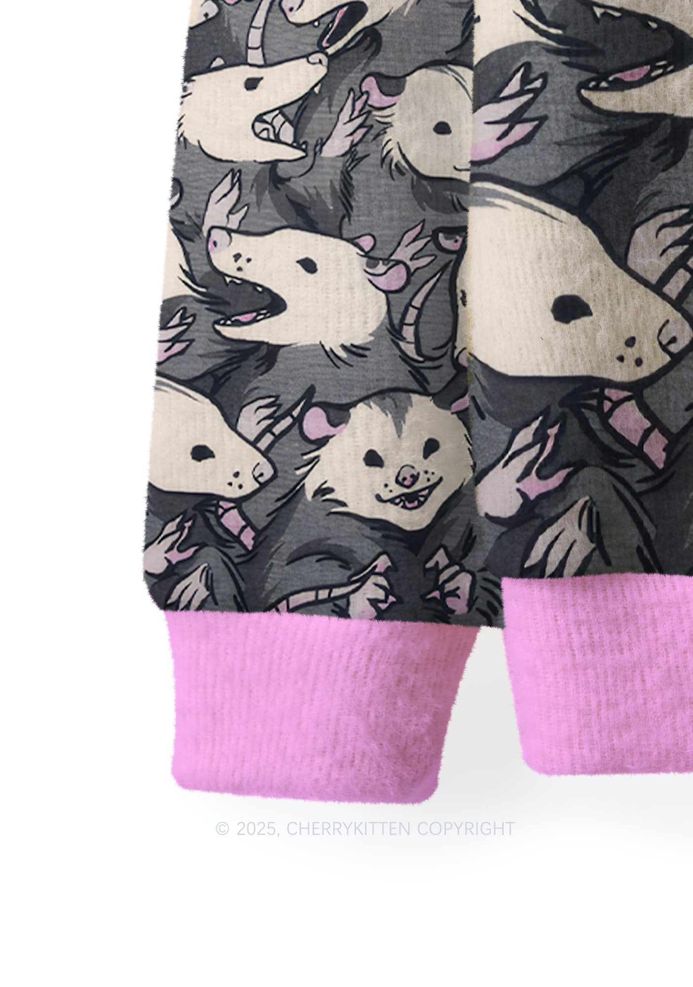 Grey Possum Y2K Christmas Knit Sweatshirt Cherrykitten