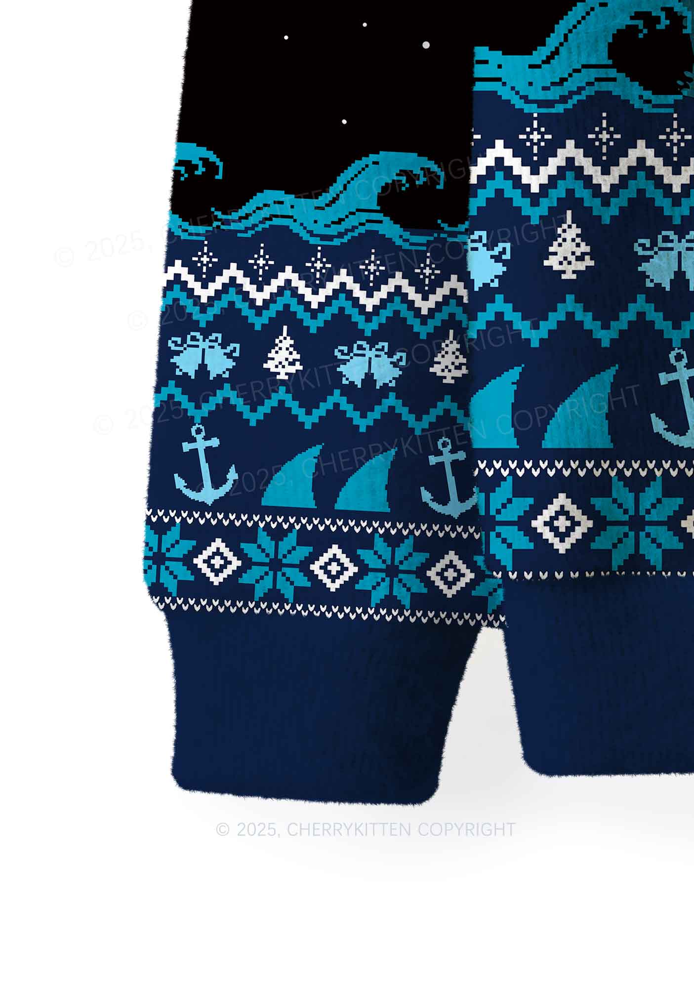 Custom Jowls Dog Y2K Christmas Knit Sweatshirt Cherrykitten