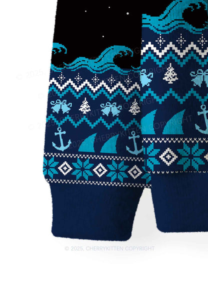 Custom Jowls Dog Y2K Christmas Knit Sweatshirt Cherrykitten