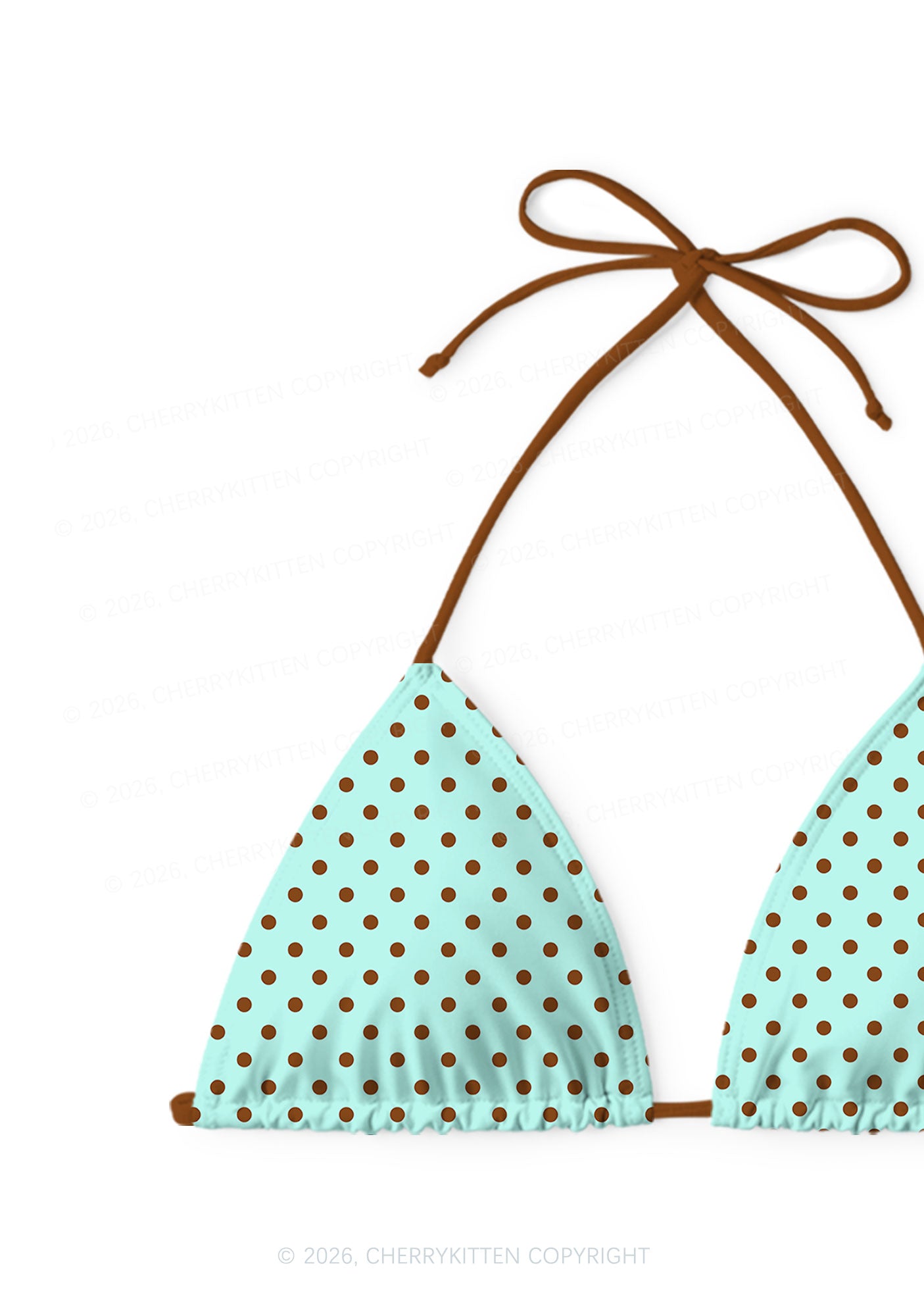 Brown Dots On Mint Green Y2K Print Bikini Set Cherrykitten