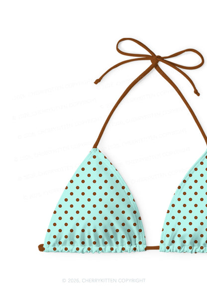 Brown Dots On Mint Green Y2K Print Bikini Set Cherrykitten