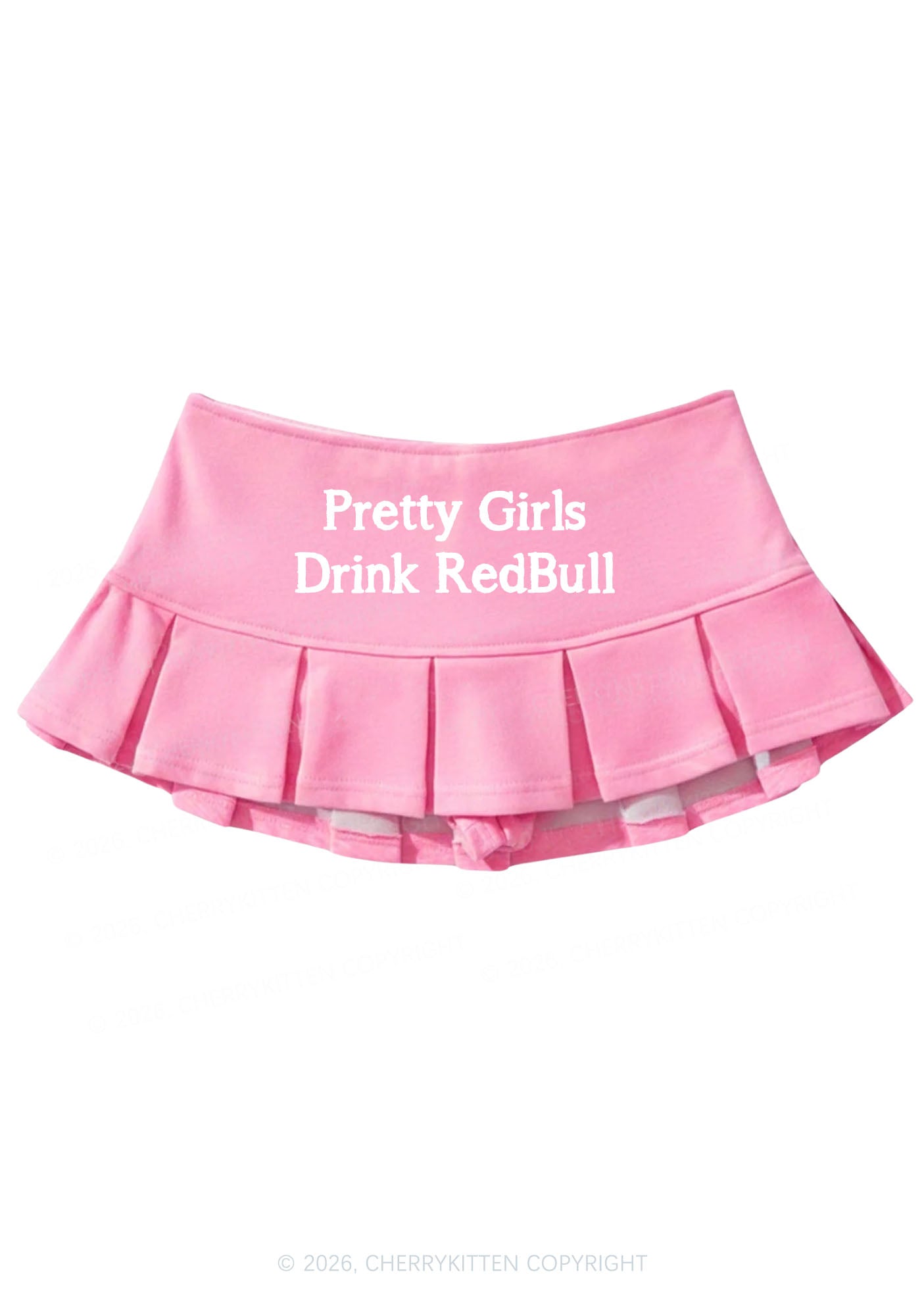 Pretty Girls Drink Red Y2K Mini Pleated Skirts Cherrykitten