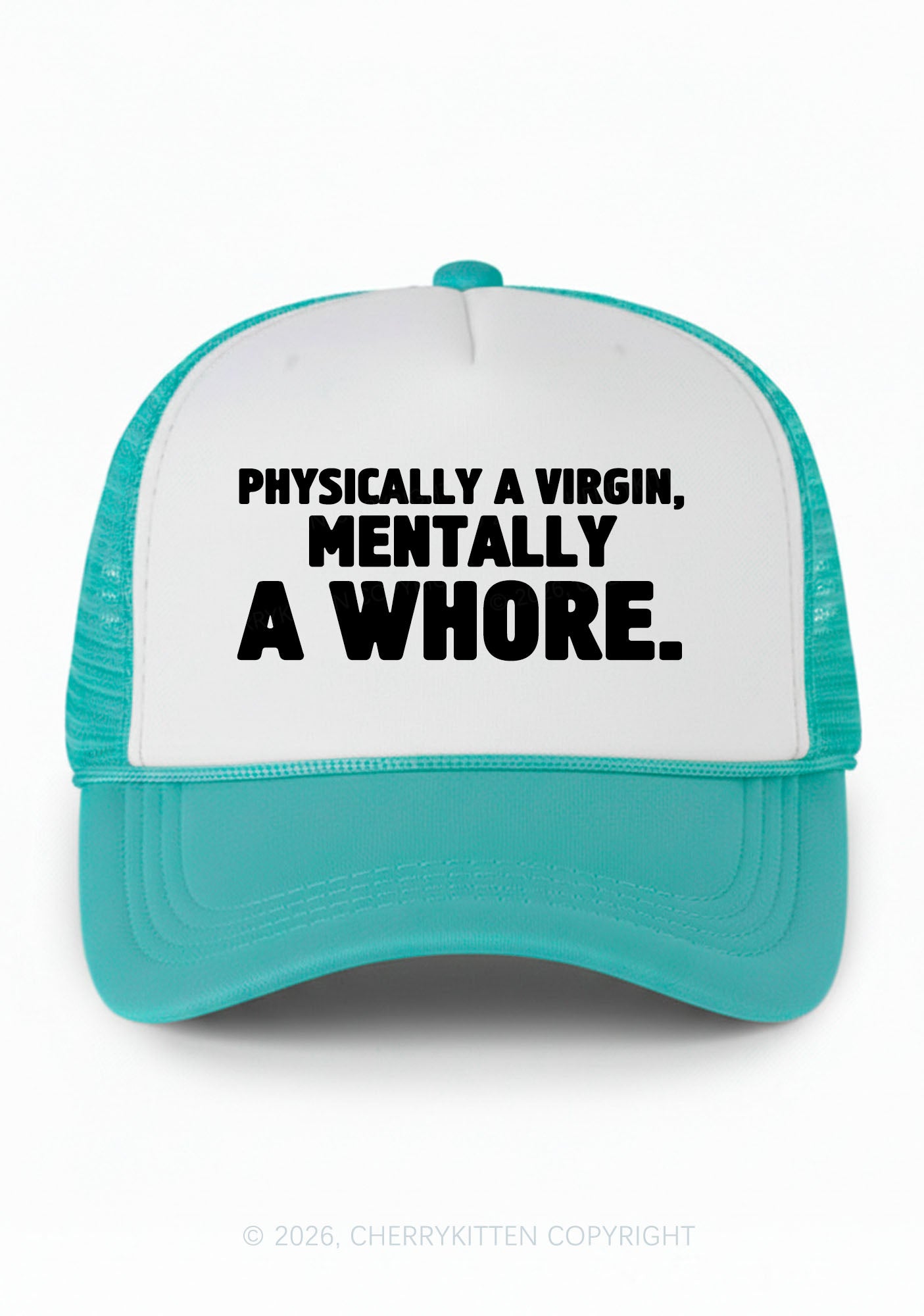 Mentally A Hore Y2K Colorblock Trucker Hat Cherrykitten