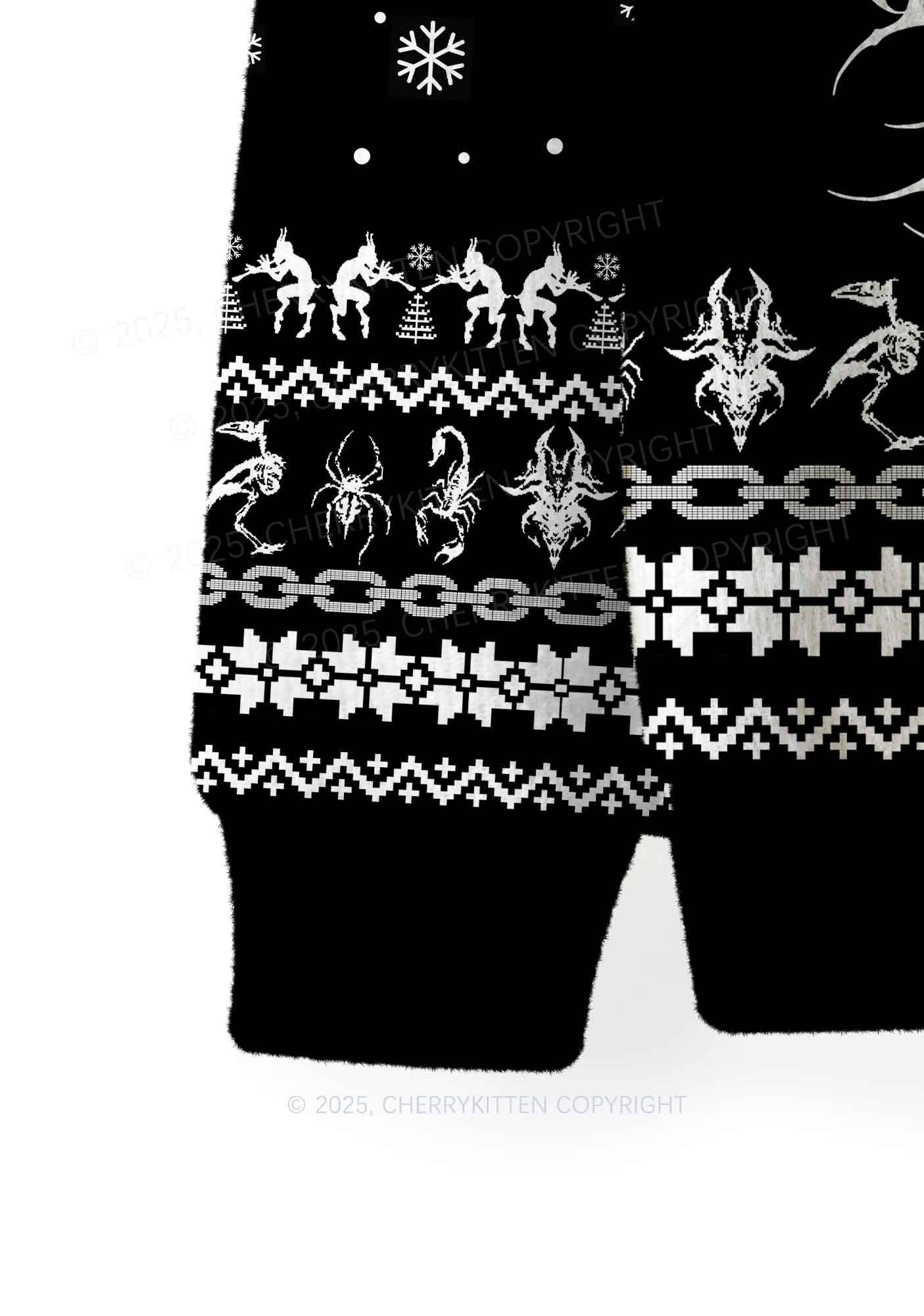 Black Punk Cxxt Y2K Christmas Knit Sweatshirt Cherrykitten