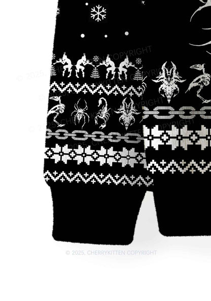 Black Punk Cxxt Y2K Christmas Knit Sweatshirt Cherrykitten