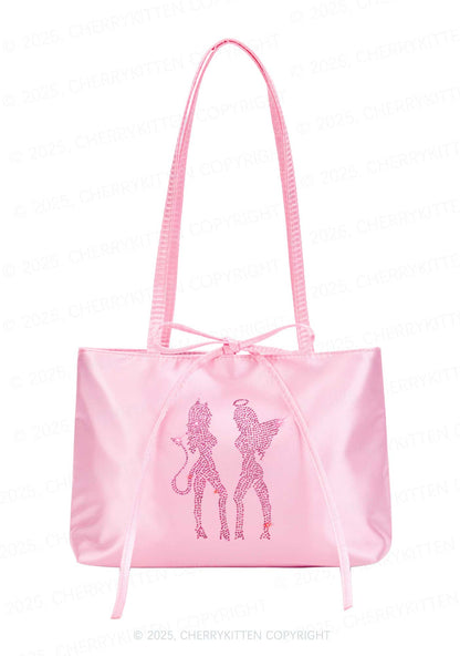 Rhinestone Dancing Girls Y2K Satin Bags Cherrykitten