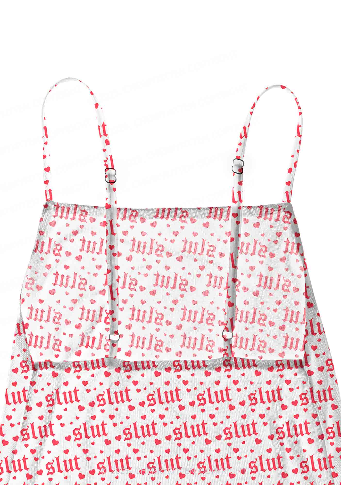 Slxt Red Heart Y2K Mesh Slip Dress Cherrykitten