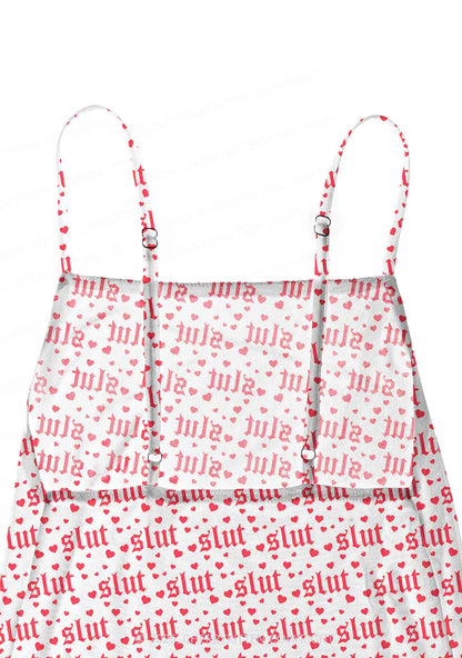 Slxt Red Heart Y2K Mesh Slip Dress Cherrykitten