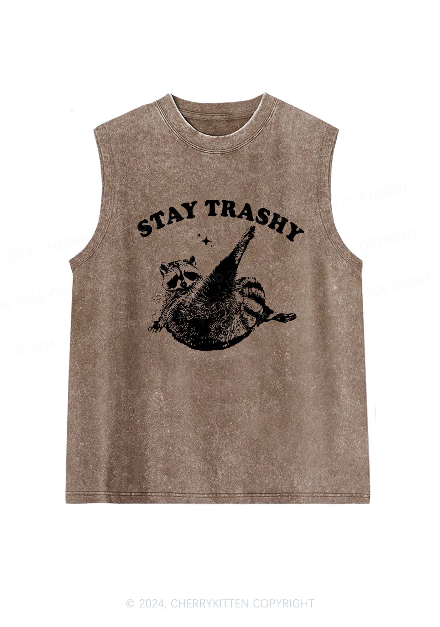 Raccoon Stay Trashy Y2K Washed Tank Cherrykitten