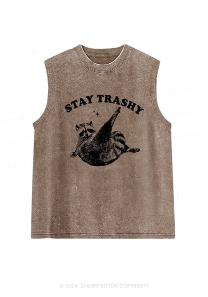 Raccoon Stay Trashy Y2K Washed Tank Cherrykitten
