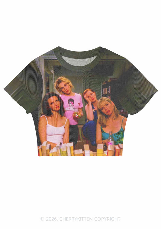 Girl Puzzled Y2K Mesh Crop Top Cherrykitten
