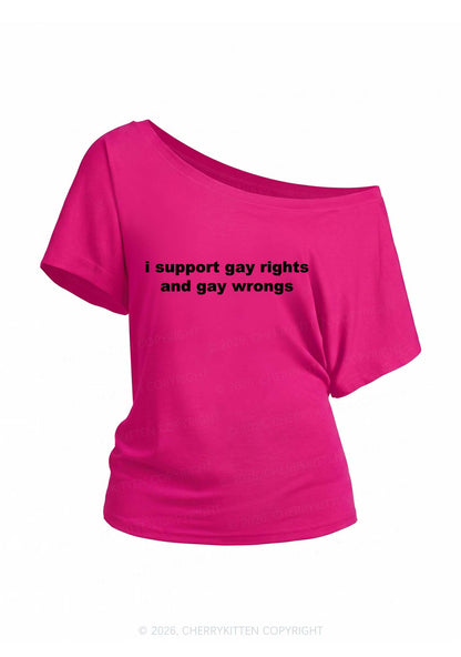 Support Gay Rights Y2K Off Shoulder Tee Cherrykitten