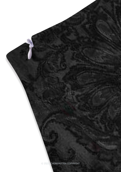 Dark Leopard Cross Y2K Print Mini Skirt Cherrykitten