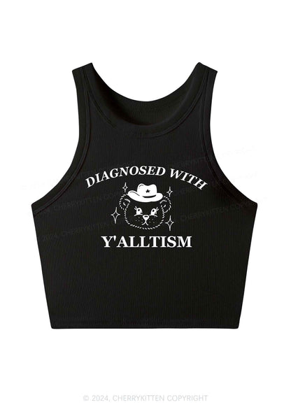 Diagnosed With Y'alltism Y2K Crop Tank Top Cherrykitten