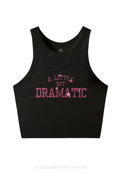 Rhinestone A Little Bit Dramatic Y2K Crop Tank Top Cherrykitten