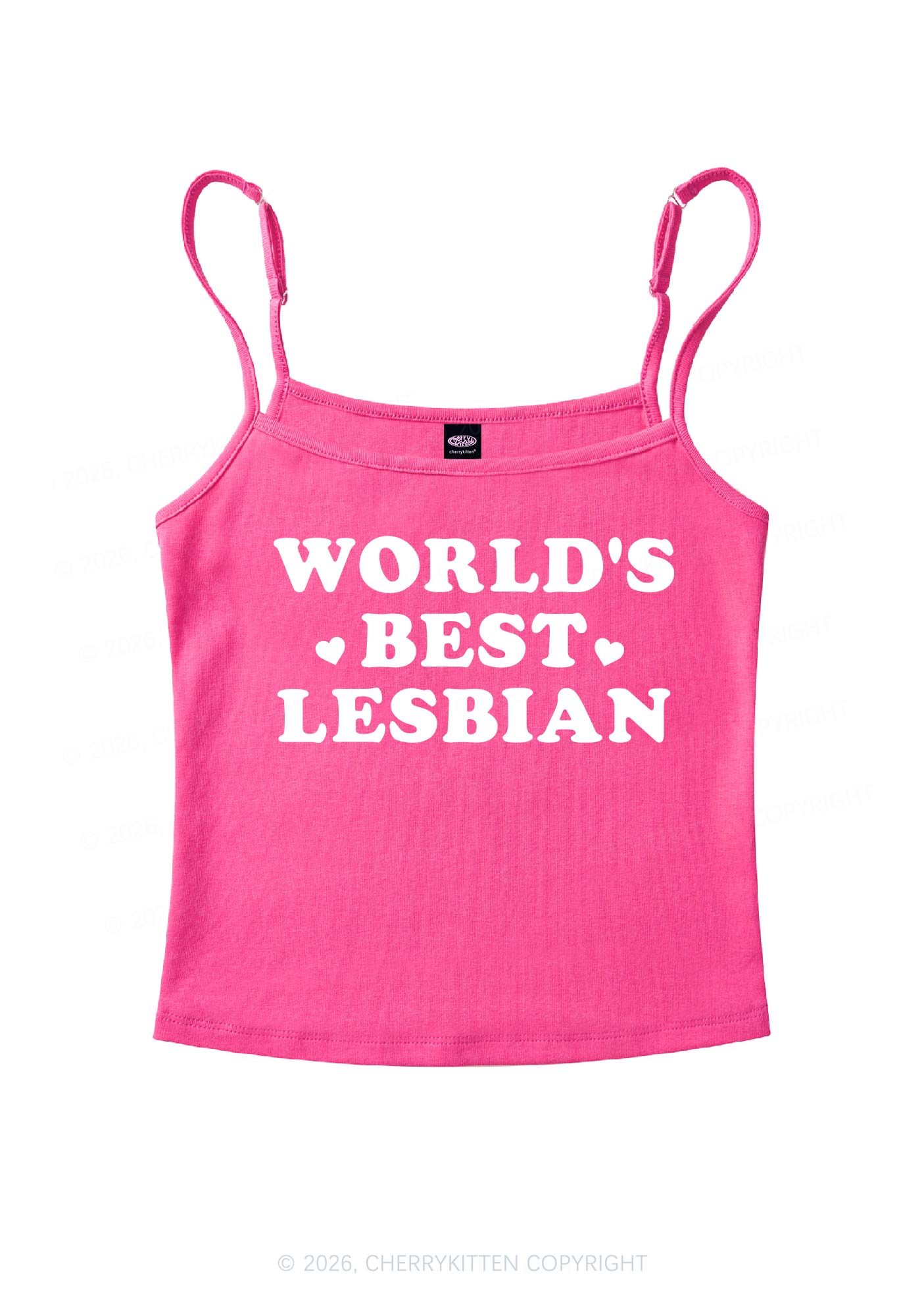 Worlds Best Lesbian Pride Y2K Spaghetti Strap Cami Cherrykitten