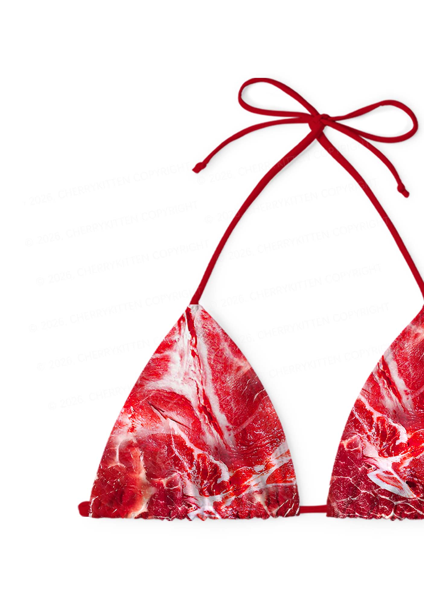 Beef Steak Texture Y2K Print Bikini Set Cherrykitten