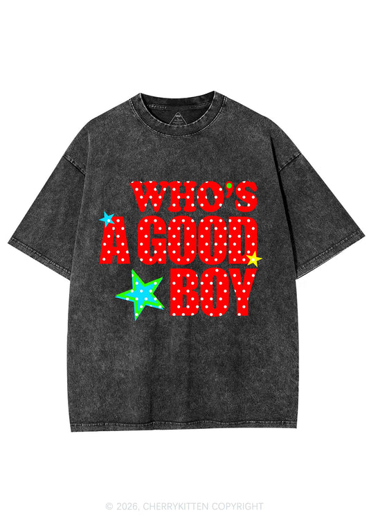 Whos A Good Boy Polka Dots Y2K Shirts Washed Tee Cherrykitten