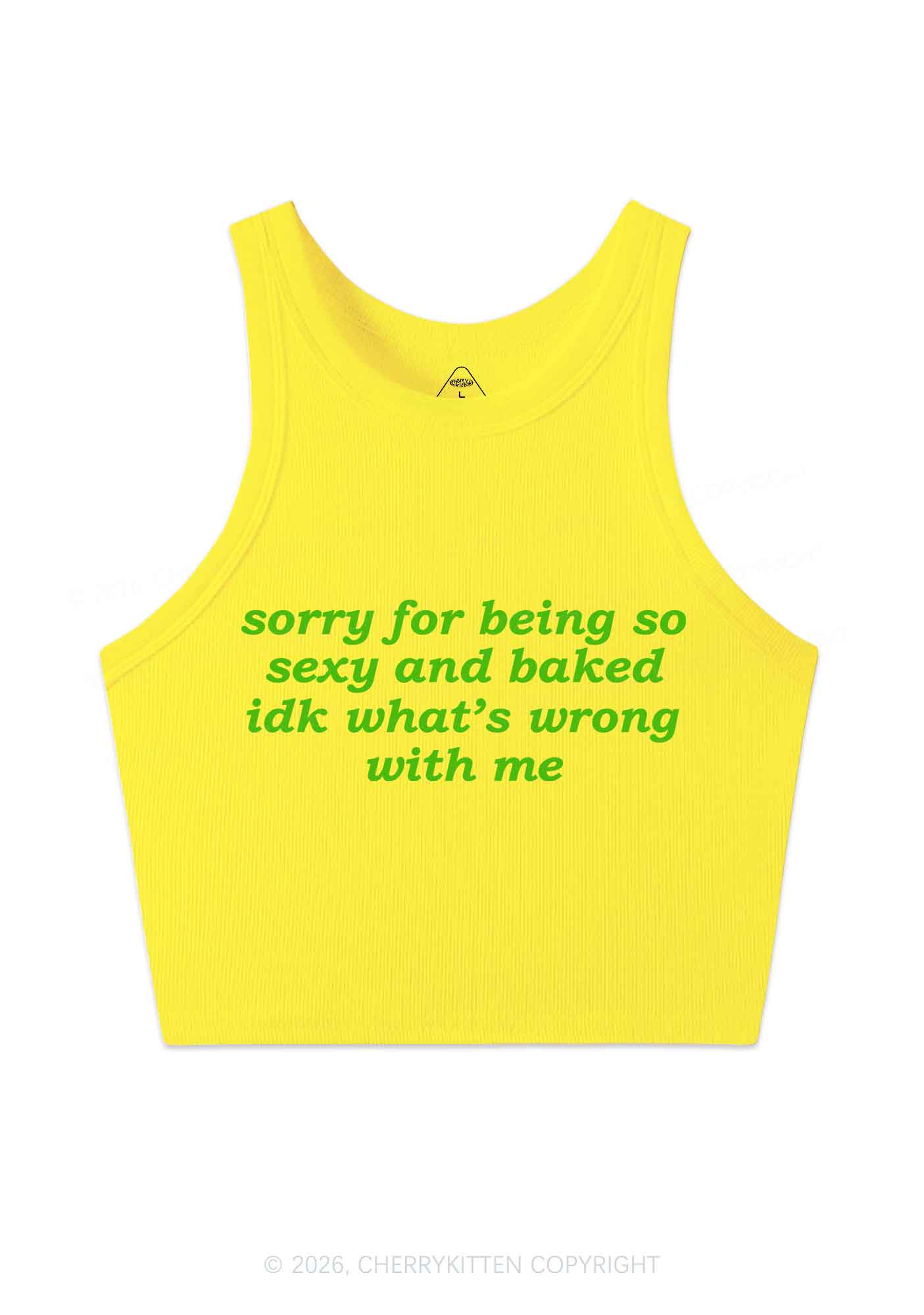 Sorry For Being So Baked Y2K Crop Tank Top Cherrykitten