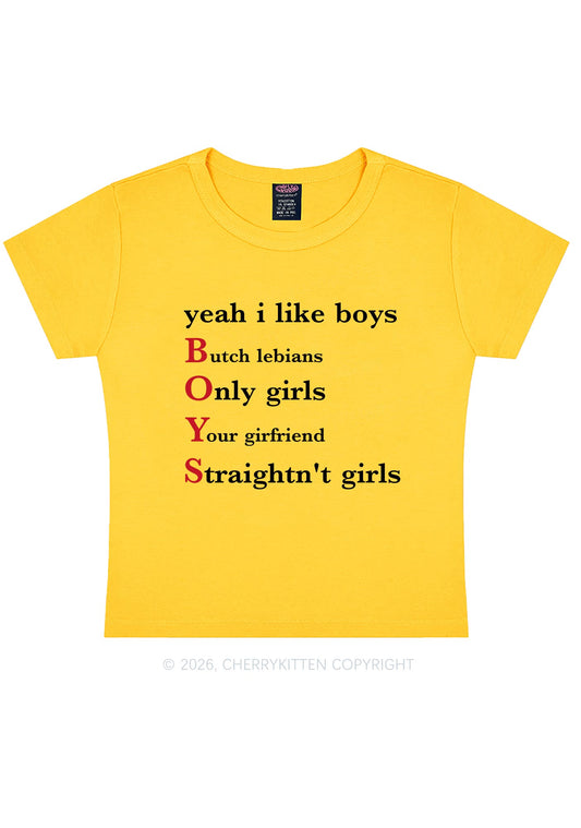 Yeah I Like Boys Pride Y2K Baby Tee Cherrykitten