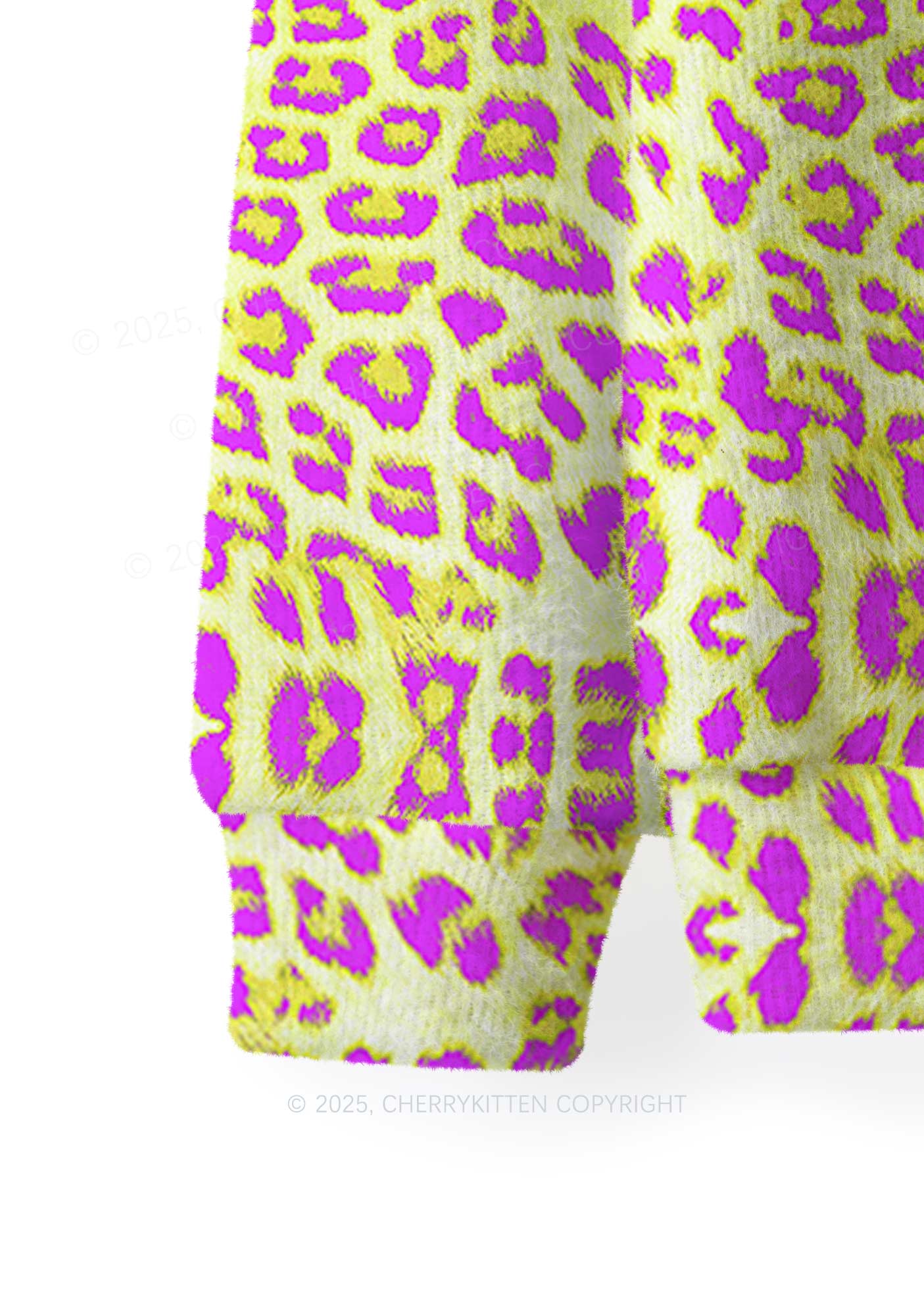 Yellow Leopard Y2K Christmas Knit Sweatshirt Cherrykitten