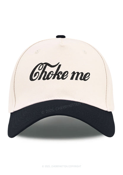 Embroidered Choke Me Y2K Color Block Baseball Cap Cherrykitten