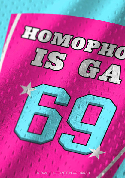 Hot Pink Homophobia Is Gay Pride Y2K Sport Jersey Tank Cherrykitten