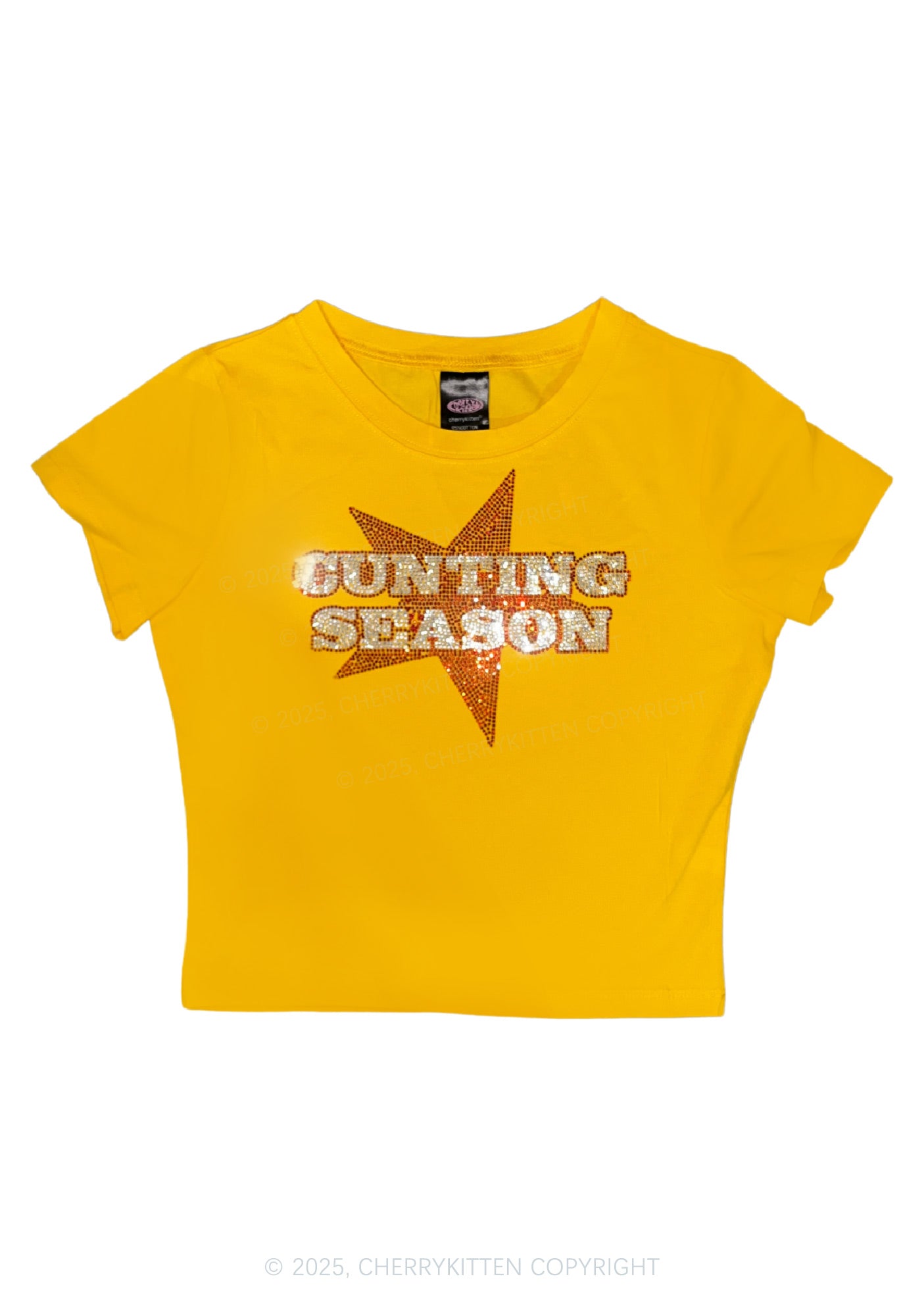 Rhinestone Cunting Season Y2K Baby Tee Cherrykitten