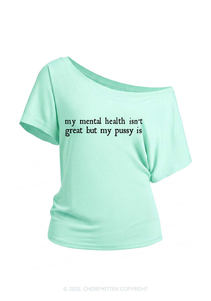 Great Mental Health Y2K Off Shoulder Tee Cherrykitten