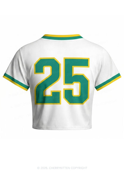 Green Yellow Stripes K Y2K Crop Football Jersey Shirts Cherrykitten