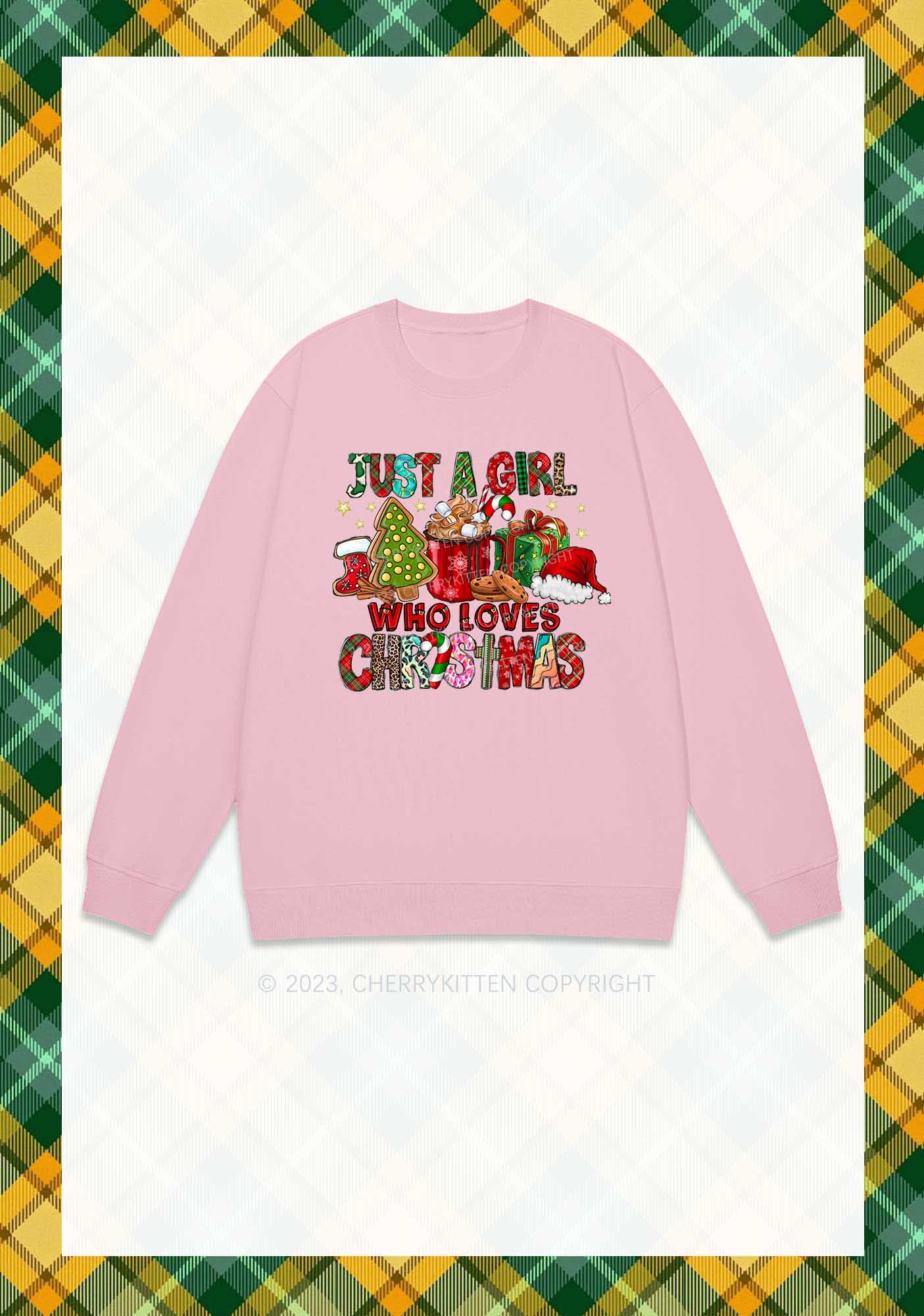 Just A Girl Who Loves Christmas Y2K Sweatshirt Cherrykitten