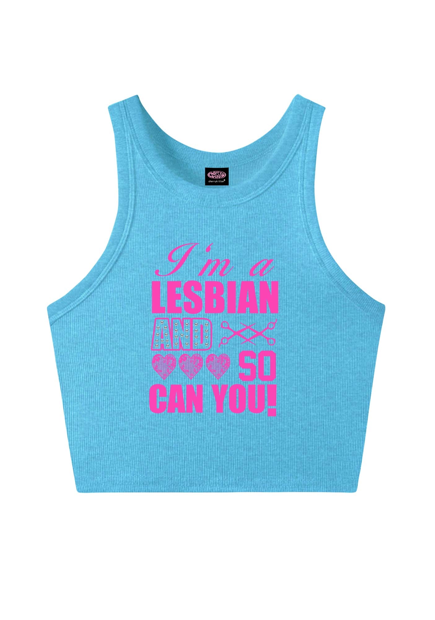 Im A Lesbian And So Can You Pride Y2K Crop Tank Top Cherrykitten