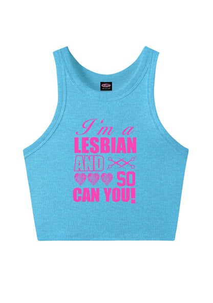 Im A Lesbian And So Can You Pride Y2K Crop Tank Top Cherrykitten