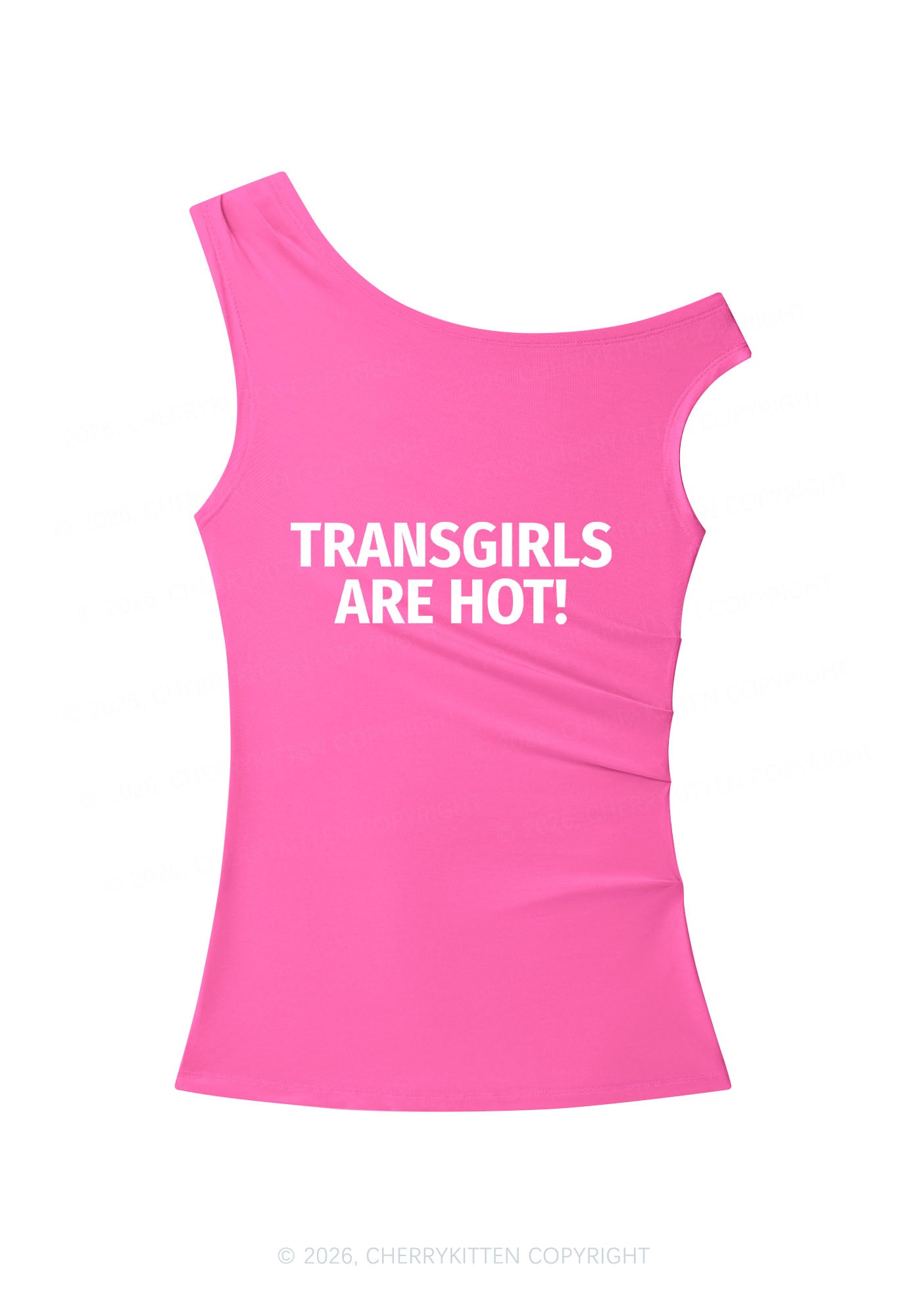 Transgirls Are Hot Pride Y2K Off Shoulder Tank Top Cherrykitten