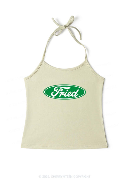 Green Fried Y2K Halter Neck Cami Cherrykitten
