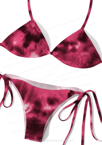 Pink Tie Dye Y2K Print Bikini Set Cherrykitten