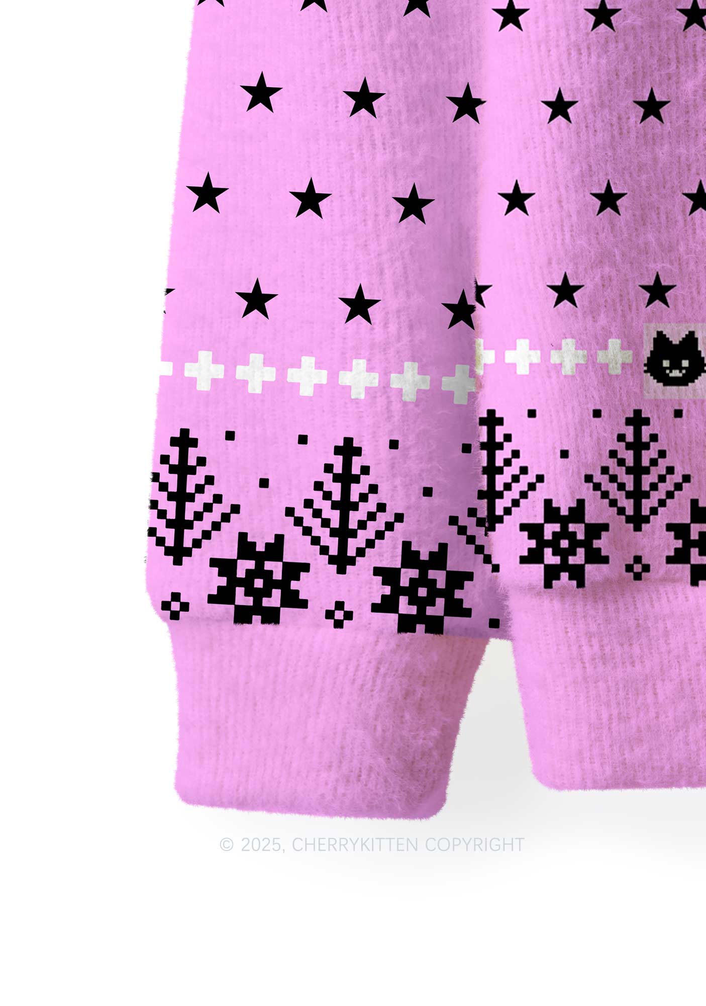 High Priestess Cat Y2K Christmas Knit Sweatshirt Cherrykitten